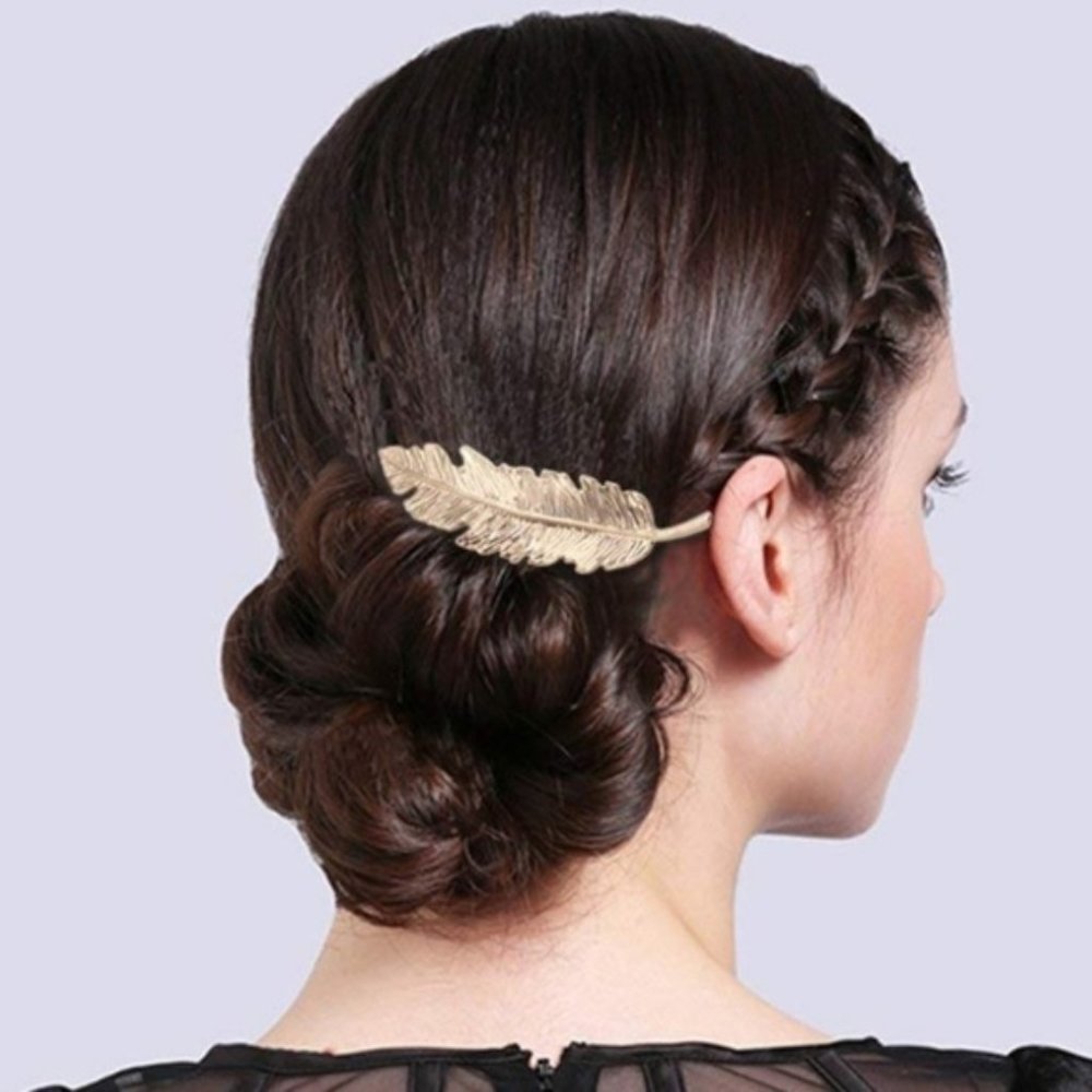 Brandy Melville Gold Metal Feather Boho Hair Clip - Picture 2 of 6